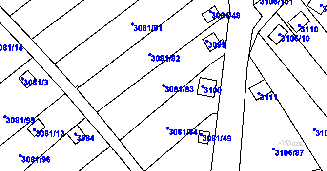 Parcela st. 3081/83 v KÚ Kadaň, Katastrální mapa