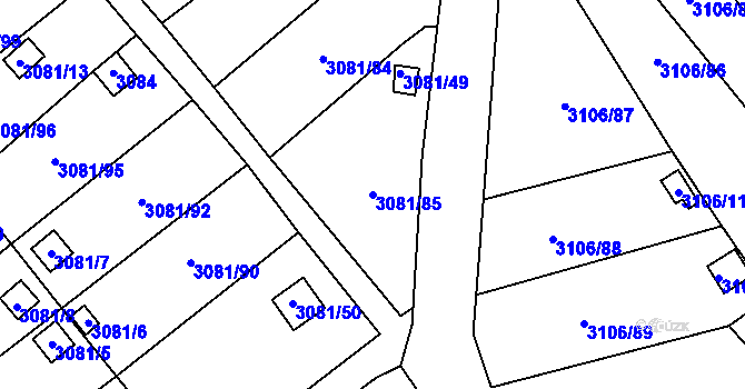 Parcela st. 3081/85 v KÚ Kadaň, Katastrální mapa