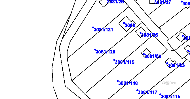 Parcela st. 3081/120 v KÚ Kadaň, Katastrální mapa