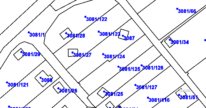 Parcela st. 3081/124 v KÚ Kadaň, Katastrální mapa