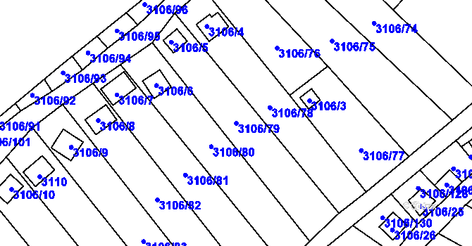 Parcela st. 3106/79 v KÚ Kadaň, Katastrální mapa