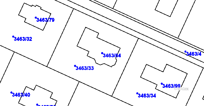 Parcela st. 3463/84 v KÚ Kadaň, Katastrální mapa