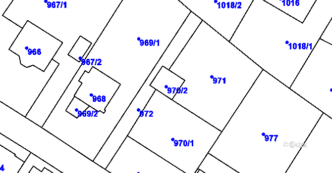 Parcela st. 970/2 v KÚ Kadaň, Katastrální mapa