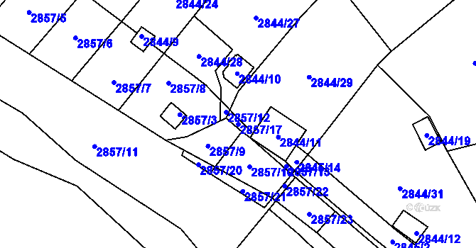 Parcela st. 2857/17 v KÚ Kadaň, Katastrální mapa