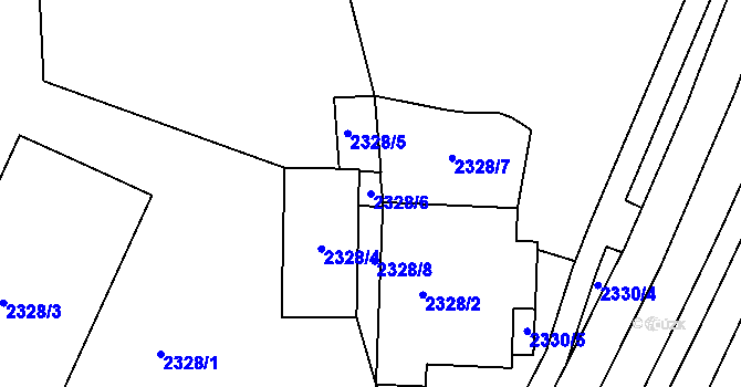 Parcela st. 2328/6 v KÚ Kadaň, Katastrální mapa