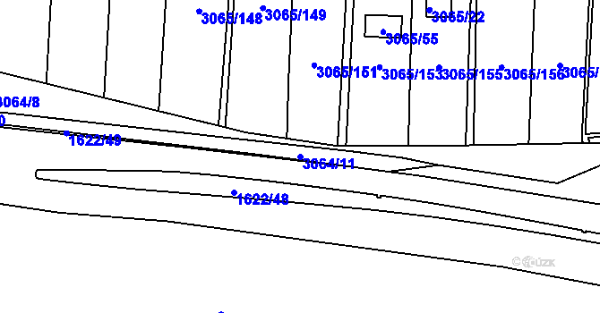 Parcela st. 3064/11 v KÚ Kadaň, Katastrální mapa