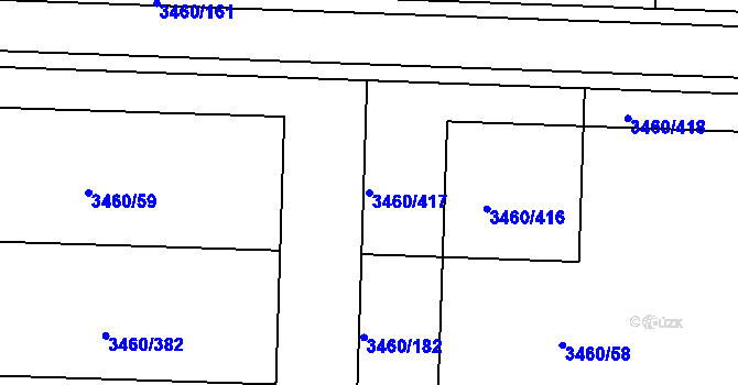 Parcela st. 3460/417 v KÚ Kadaň, Katastrální mapa