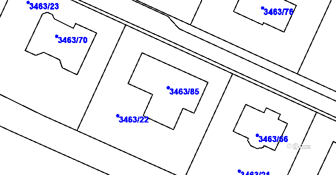 Parcela st. 3463/85 v KÚ Kadaň, Katastrální mapa