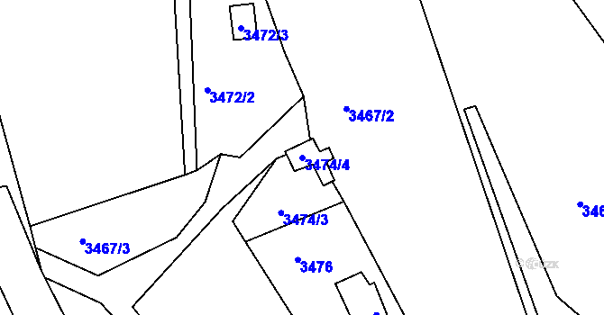 Parcela st. 3474/4 v KÚ Kadaň, Katastrální mapa