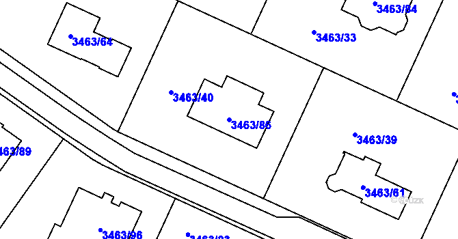 Parcela st. 3463/86 v KÚ Kadaň, Katastrální mapa