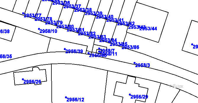 Parcela st. 2958/11 v KÚ Kadaň, Katastrální mapa