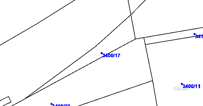 Parcela st. 3400/17 v KÚ Kadaň, Katastrální mapa