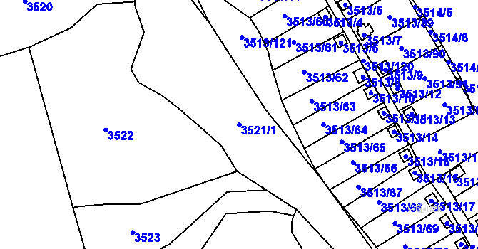 Parcela st. 3521/1 v KÚ Kadaň, Katastrální mapa