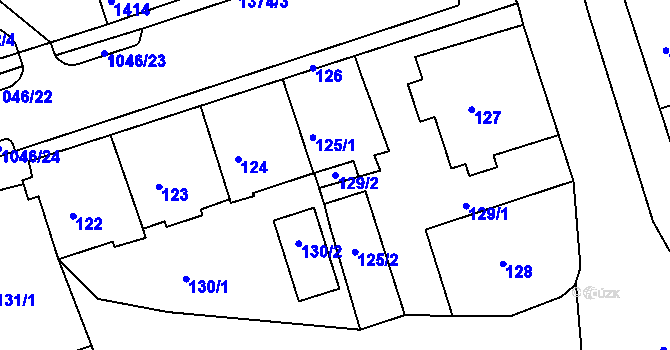 Parcela st. 129/2 v KÚ Kadaň, Katastrální mapa