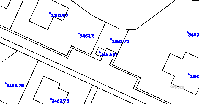 Parcela st. 3463/87 v KÚ Kadaň, Katastrální mapa