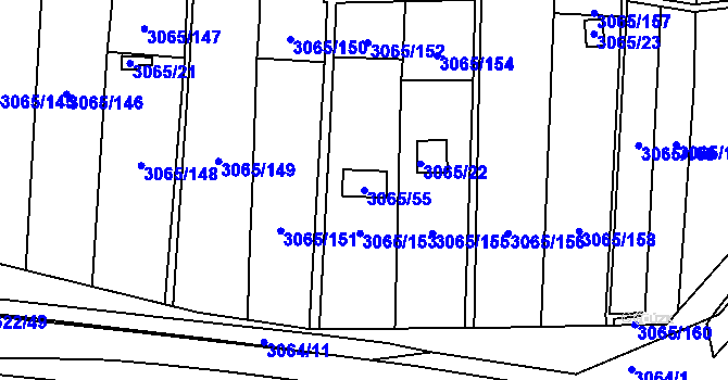 Parcela st. 3065/55 v KÚ Kadaň, Katastrální mapa