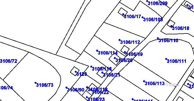 Parcela st. 3106/114 v KÚ Kadaň, Katastrální mapa