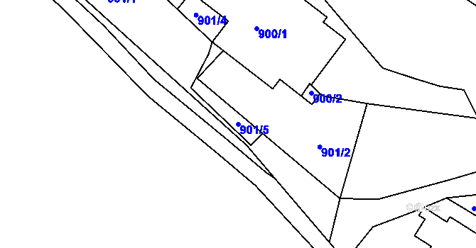 Parcela st. 901/5 v KÚ Kadaň, Katastrální mapa