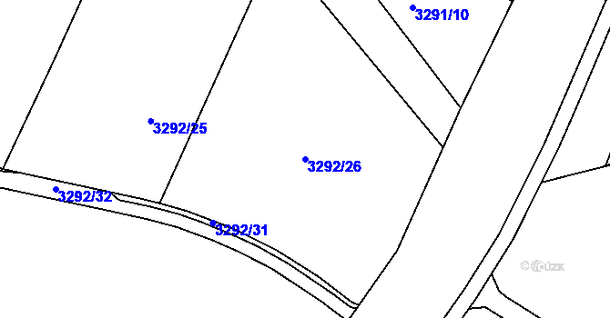 Parcela st. 3292/26 v KÚ Kadaň, Katastrální mapa
