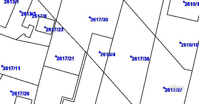 Parcela st. 2615/4 v KÚ Kadaň, Katastrální mapa
