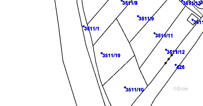 Parcela st. 3511/19 v KÚ Kadaň, Katastrální mapa