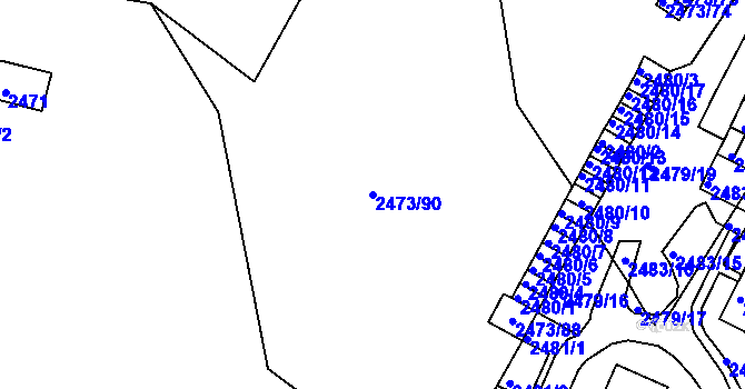 Parcela st. 2473/90 v KÚ Kadaň, Katastrální mapa