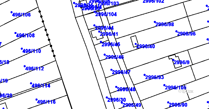 Parcela st. 2996/46 v KÚ Kadaň, Katastrální mapa