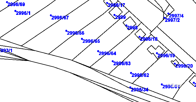 Parcela st. 2996/64 v KÚ Kadaň, Katastrální mapa