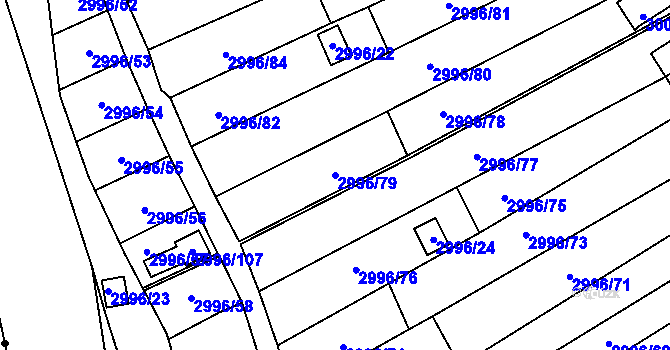Parcela st. 2996/79 v KÚ Kadaň, Katastrální mapa