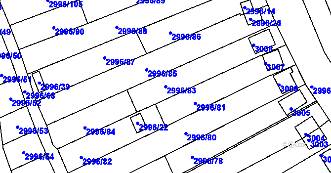 Parcela st. 2996/83 v KÚ Kadaň, Katastrální mapa