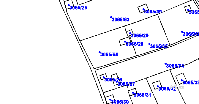 Parcela st. 3065/64 v KÚ Kadaň, Katastrální mapa