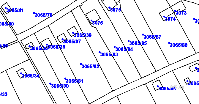 Parcela st. 3065/83 v KÚ Kadaň, Katastrální mapa