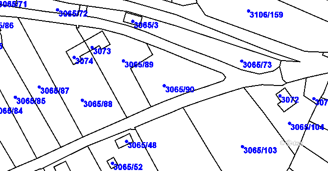 Parcela st. 3065/90 v KÚ Kadaň, Katastrální mapa