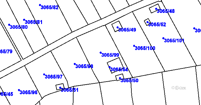 Parcela st. 3065/99 v KÚ Kadaň, Katastrální mapa