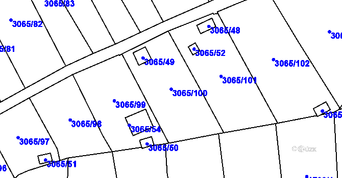Parcela st. 3065/100 v KÚ Kadaň, Katastrální mapa
