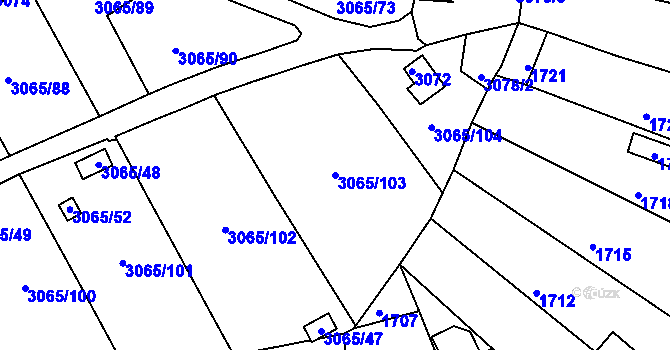 Parcela st. 3065/103 v KÚ Kadaň, Katastrální mapa