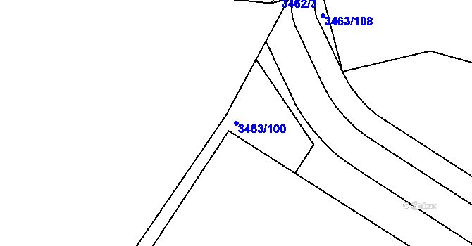Parcela st. 3463/100 v KÚ Kadaň, Katastrální mapa