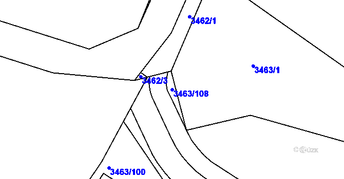 Parcela st. 3463/108 v KÚ Kadaň, Katastrální mapa