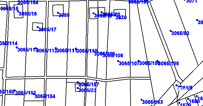 Parcela st. 3065/108 v KÚ Kadaň, Katastrální mapa