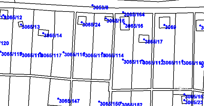 Parcela st. 3065/114 v KÚ Kadaň, Katastrální mapa