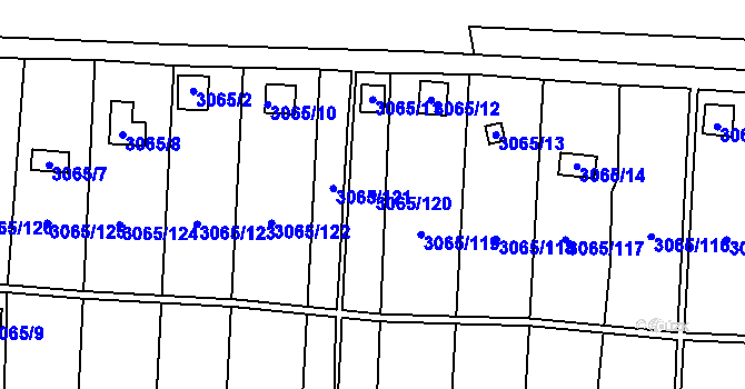 Parcela st. 3065/120 v KÚ Kadaň, Katastrální mapa