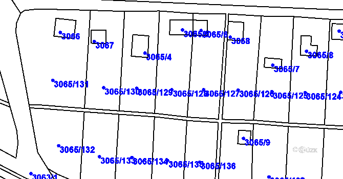 Parcela st. 3065/128 v KÚ Kadaň, Katastrální mapa