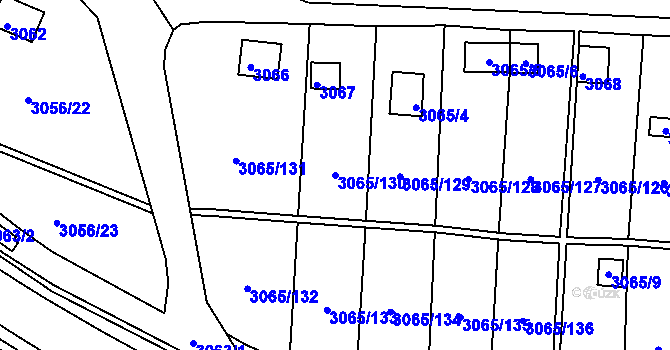 Parcela st. 3065/130 v KÚ Kadaň, Katastrální mapa