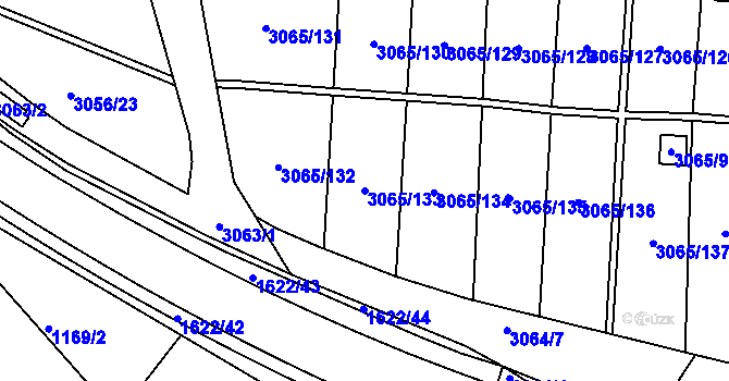 Parcela st. 3065/133 v KÚ Kadaň, Katastrální mapa