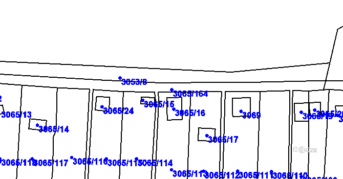 Parcela st. 3065/164 v KÚ Kadaň, Katastrální mapa