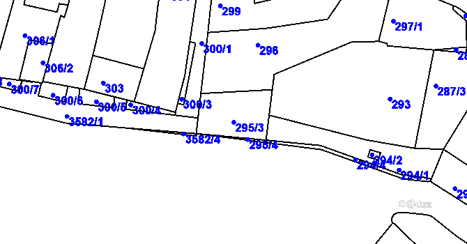Parcela st. 295/3 v KÚ Kadaň, Katastrální mapa