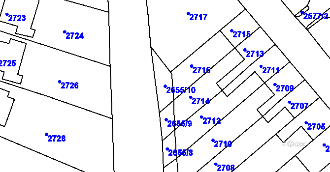 Parcela st. 2655/10 v KÚ Kadaň, Katastrální mapa