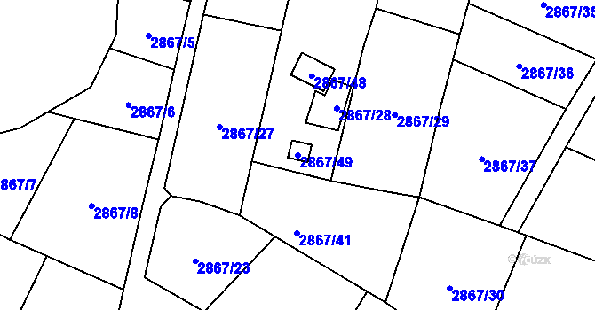 Parcela st. 2867/49 v KÚ Kadaň, Katastrální mapa