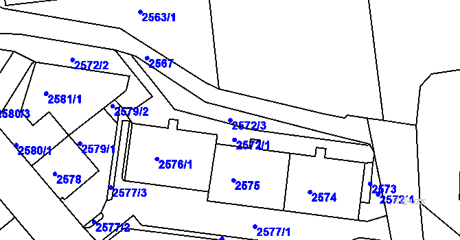 Parcela st. 2572/3 v KÚ Kadaň, Katastrální mapa