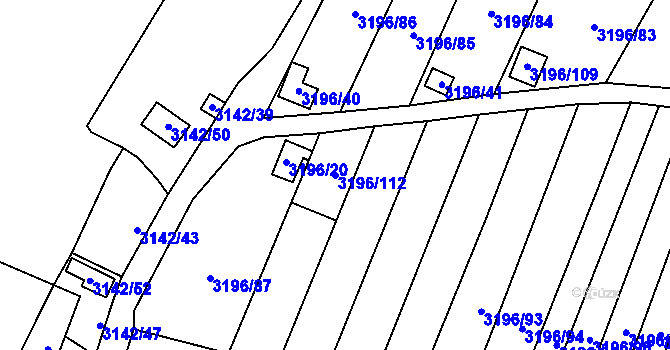 Parcela st. 3196/112 v KÚ Kadaň, Katastrální mapa